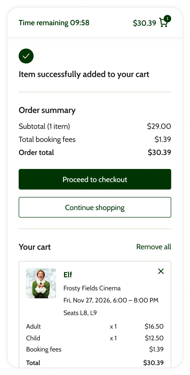 mobile phone selecting seats to book
